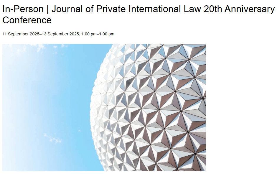 Call for Papers: 20th Anniversay Conference of the Journal of Private International Law at&nbsp;UCL